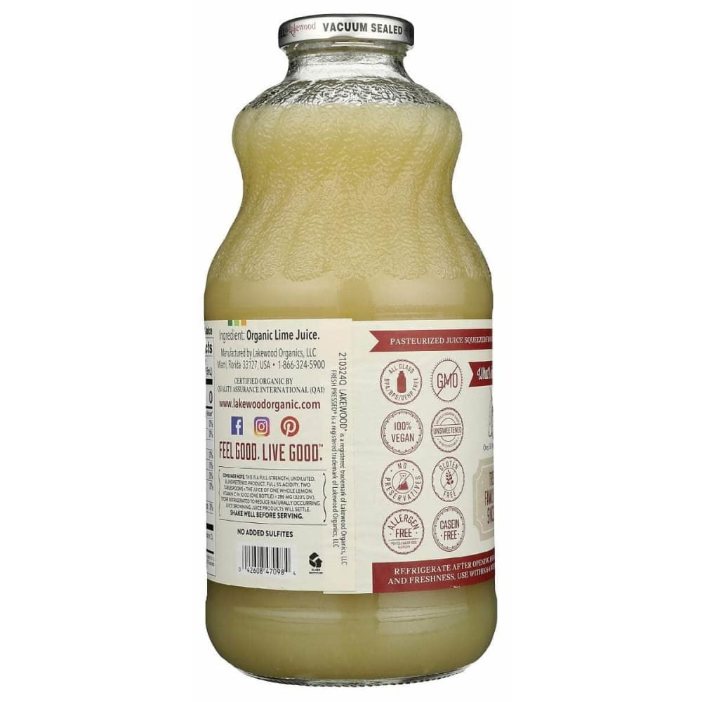 LAKEWOOD Lakewood Juice Pure Lime Org, 32 Oz