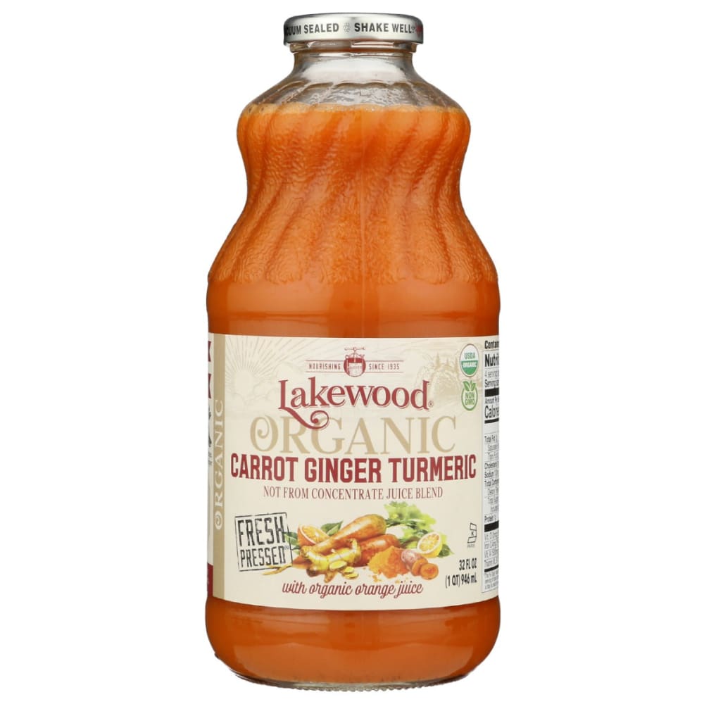 LAKEWOOD: Organic Carrot Ginger Turmeric Juice 32 fo (Pack of 4) - Beverages > Juices - LAKEWOOD