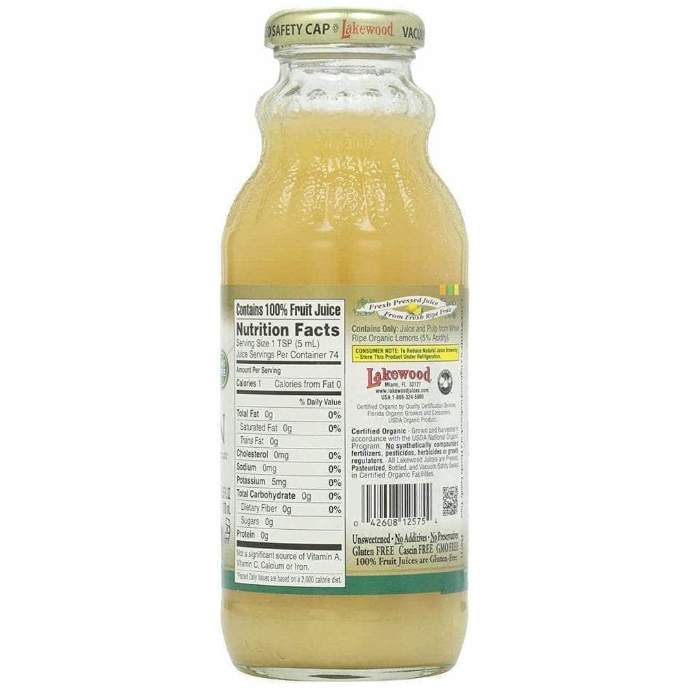 Lakewood Lakewood Organic Pure Juice Lemon, 12.5 oz