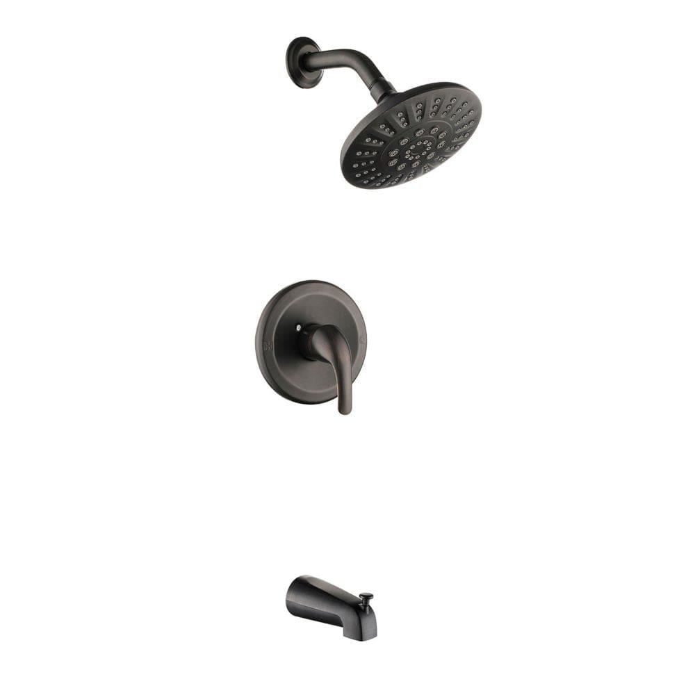 Lanbo Wall-Mounted Black Shower Head with Lever Handle and Bath Spout - Showers & Shower Fixtures - Lanbo
