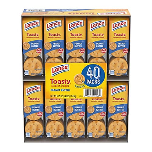 Lance Sandwich Crackers Toasty Peanut Butter 40 ct. - Home/Grocery/Snacks/Snacks For Kids/ - Lance