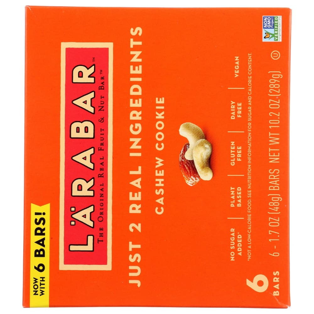 LARABAR: Bar Cashew Cookie 6Pk 10.2 oz - Grocery > Snacks > Cookies > Bars Granola & Snack - Larabar