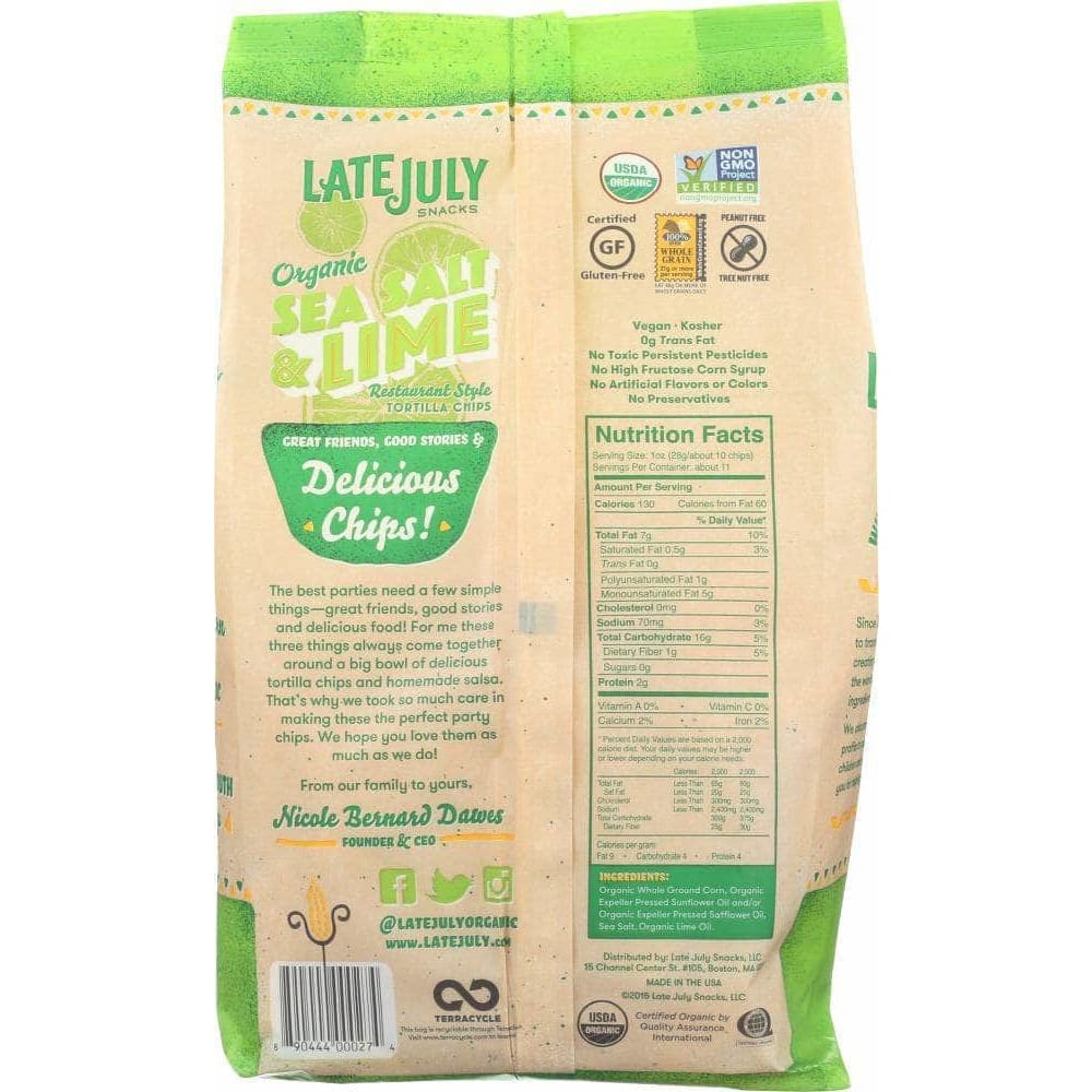 Late July Snacks Late July Chip Tortilla Seasalt & Lime, 11 oz