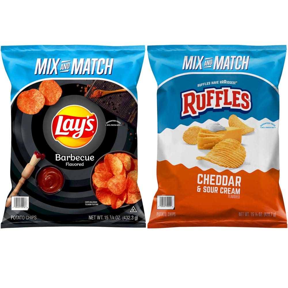 Lay’s Barbecue and Ruffles Cheddar & Sour Cream Potato Chips Bundle (2 ct.) - Snacks Under $10 - Lay’s