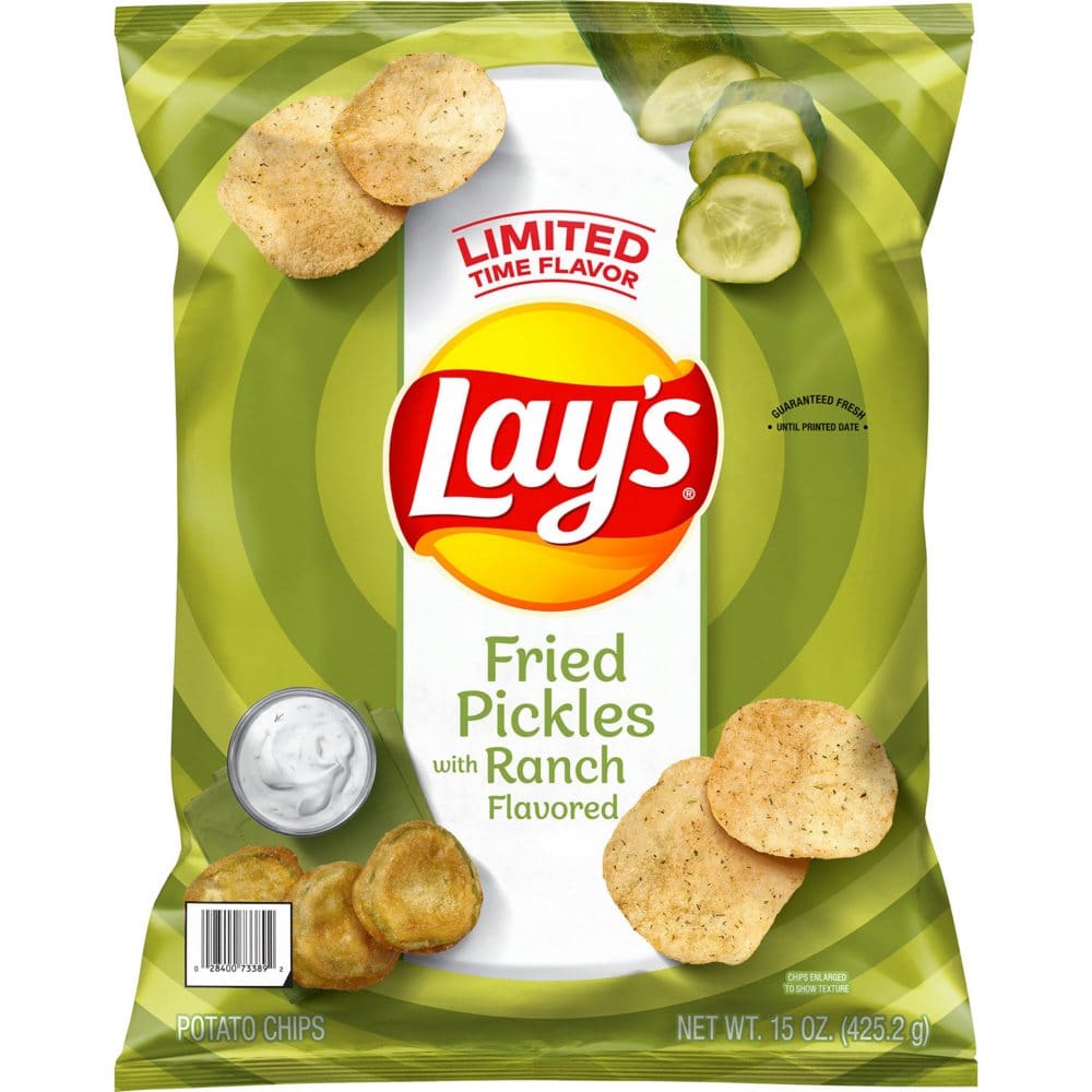 Lay’s Potato Chips Fried Pickles with Ranch Flavored (15 oz.) (Pack of 2) - Snacks Under $10 - ShelHealth
