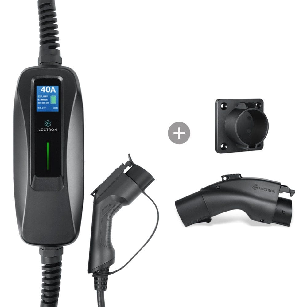 Lectron 40A EV Charger for J1772 Tesla To J1772 Adapter & Mount Bundle - [legato]Automotive - Lectron