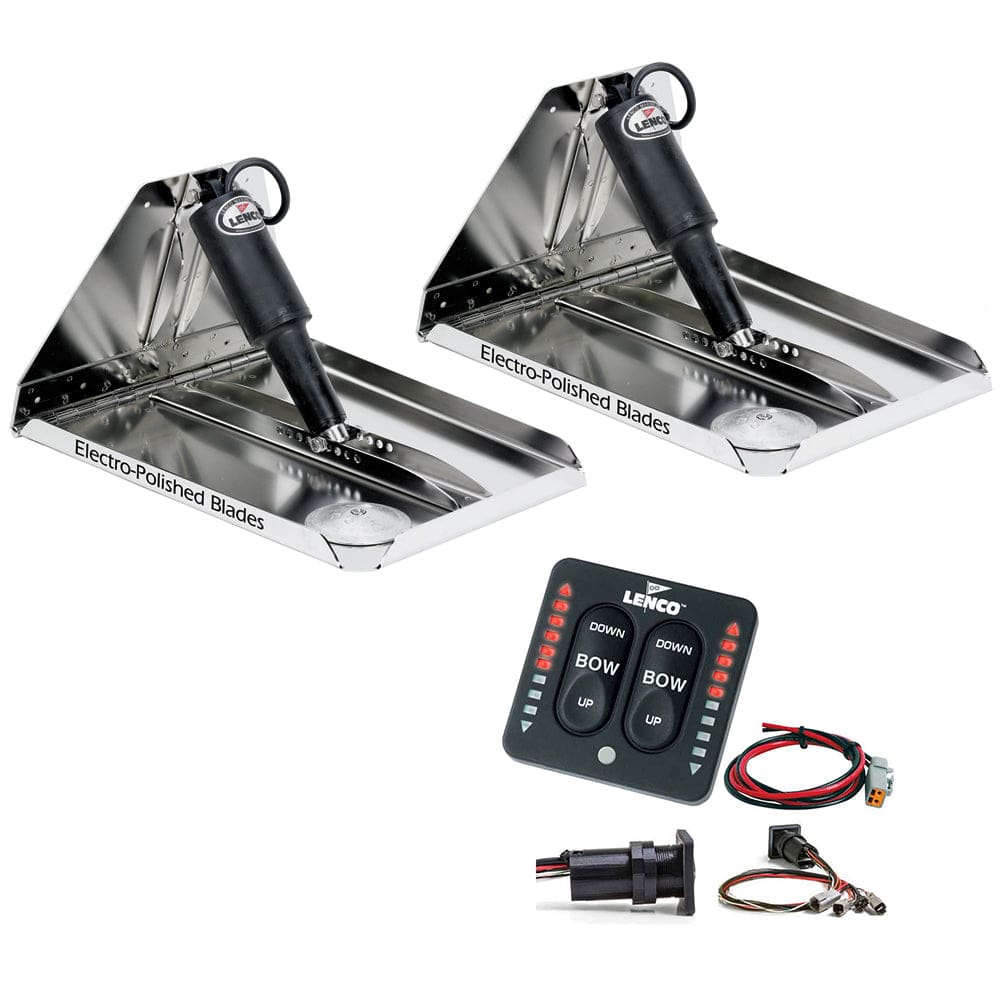 Lenco 16 x 12 Heavy Duty Performance Trim Tab Kit w/ LED Indicator Switch Kit 12V - Boat Outfitting | Trim Tabs - Lenco Marine