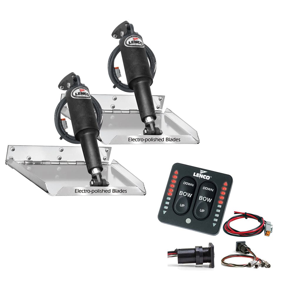 Lenco 9 x 12 Standard Performance Trim Tab Kit w/ LED Indicator Switch Kit 12V - Boat Outfitting | Trim Tabs - Lenco Marine