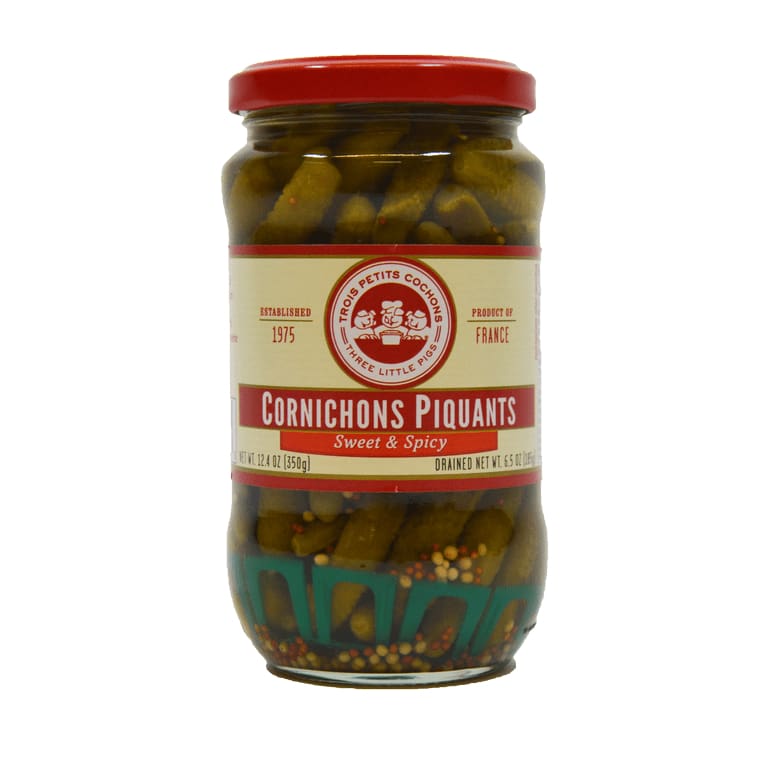 Les Trios Petits Les Trios Petits Gherkins Sweet and Spicy Baby, 12.4 oz