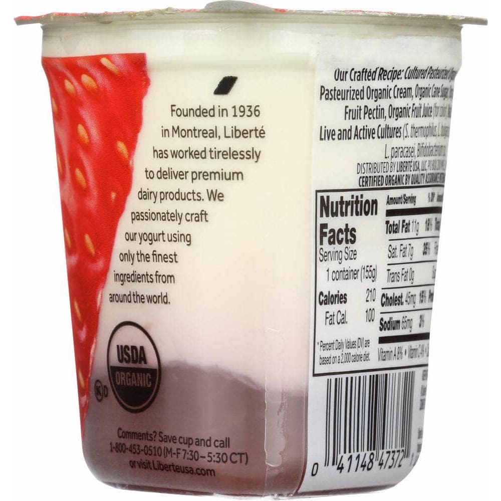 Liberte Liberte Baja Strawberry Organic Yogurt, 5.50 oz