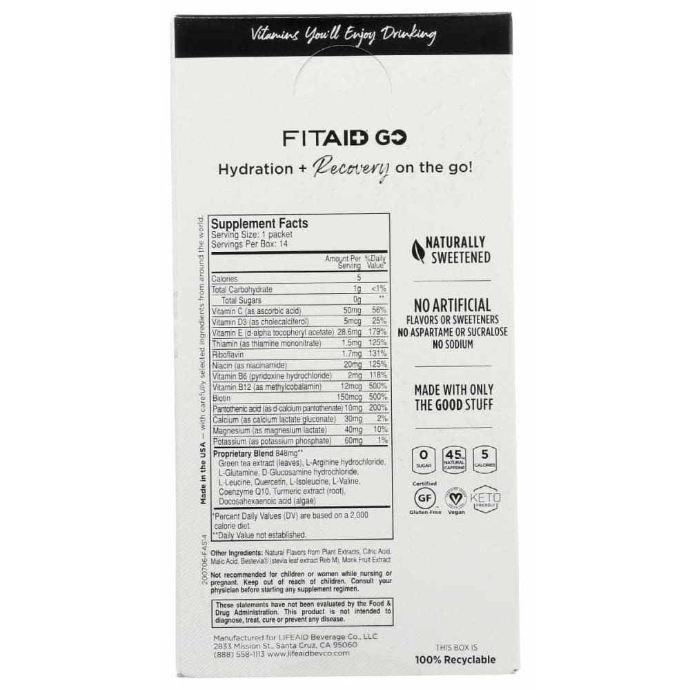 LIFEAID BEVERAGE Lifeaid Beverage Fitaid Go Citrus 14Pkt, 3.21 Oz