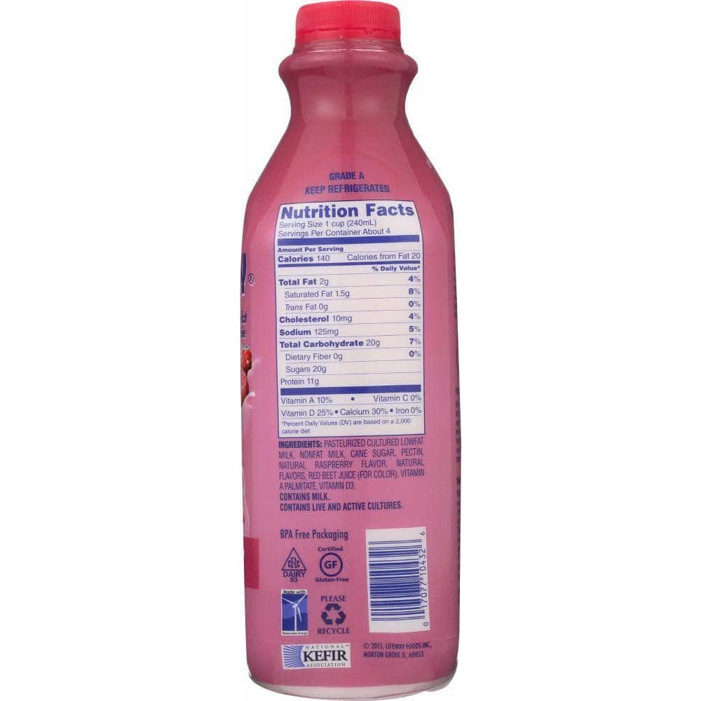 Lifeway Lifeway Kefir Raspberry Cultured Lowfat Milk Smoothie, 32 oz