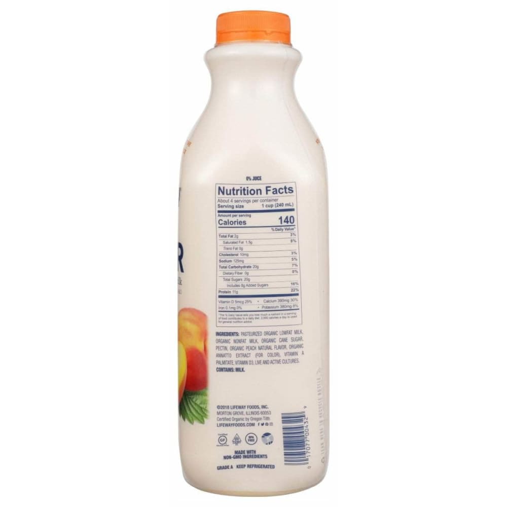 Lifeway Lifeway Organic Kefir Cultured Lowfat Milk Peach, 32 oz