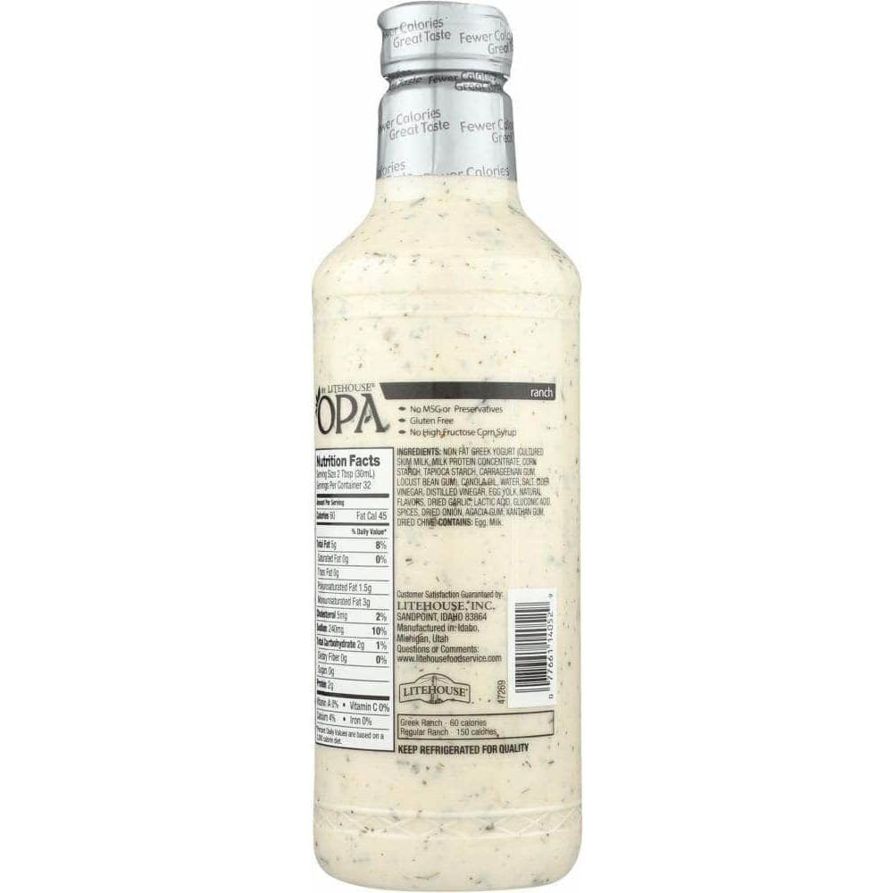 Opa Litehouse Opa Greek Yogurt Ranch Dressing, 32 oz