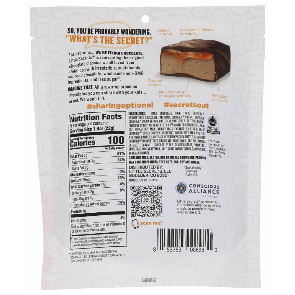 LITTLE SECRETS LLC Grocery > Chocolate, Desserts and Sweets > Chocolate LITTLE SECRETS LLC Bar Choc Drk Nougat Crml, 3.9 oz