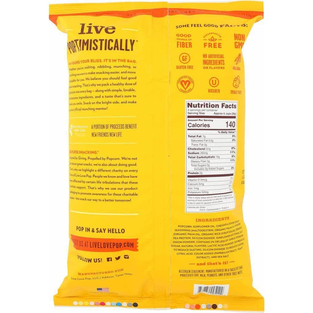 Live Love Pop Live Love Pop Cheddar & Sour Cream Popcorn, 4.4 oz