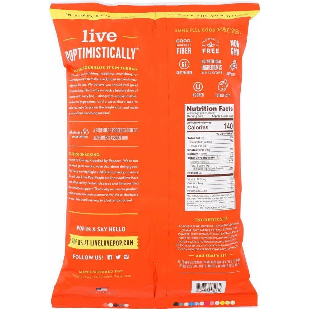 Live Love Pop Live Love Pop Honey Bbq Popcorn, 4.4 oz