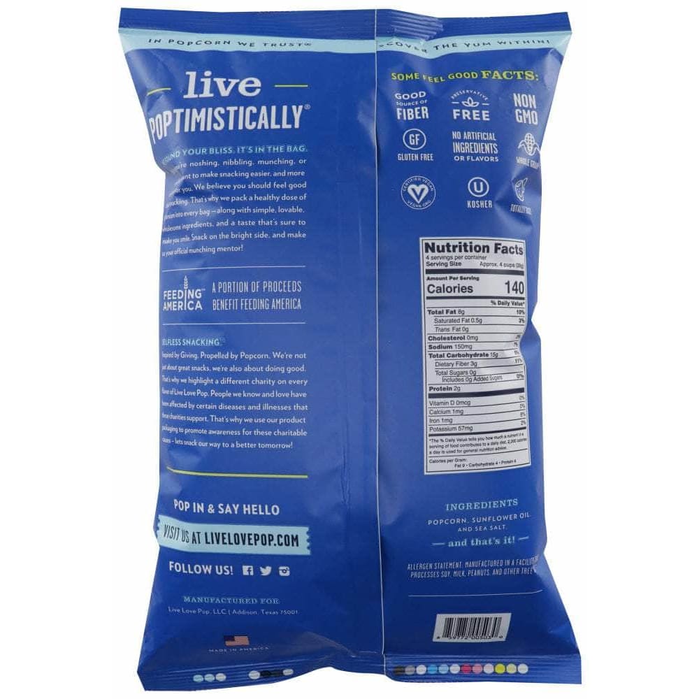 Live Love Pop Live Love Pop Sea Salt Popcorn, 4.40 Oz