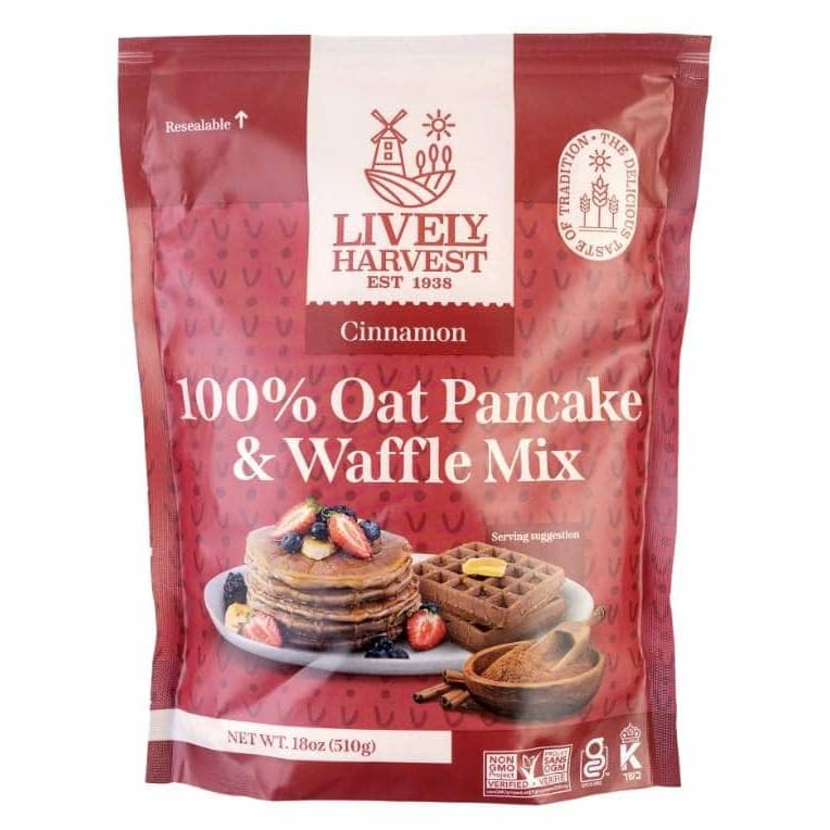 LIVELY HARVEST Grocery > Breakfast > Breakfast Foods LIVELY HARVEST: Mix Oat Pancake Waffle Cinnamon, 17.99 oz