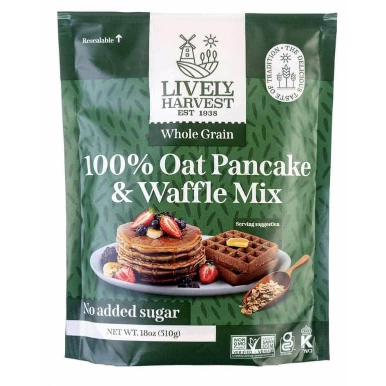 LIVELY HARVEST Grocery > Breakfast > Breakfast Foods LIVELY HARVEST: Mix Oat Pancake Waffle Whole Grain, 17.99 oz