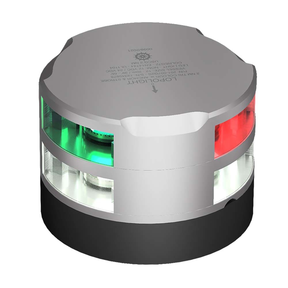 Lopolight Series 201-007 - Tri-Color Navigation/ Anchor/ Strobe - 2NM - Horizontal Mount - Silver Housing - Lighting | Navigation Lights -