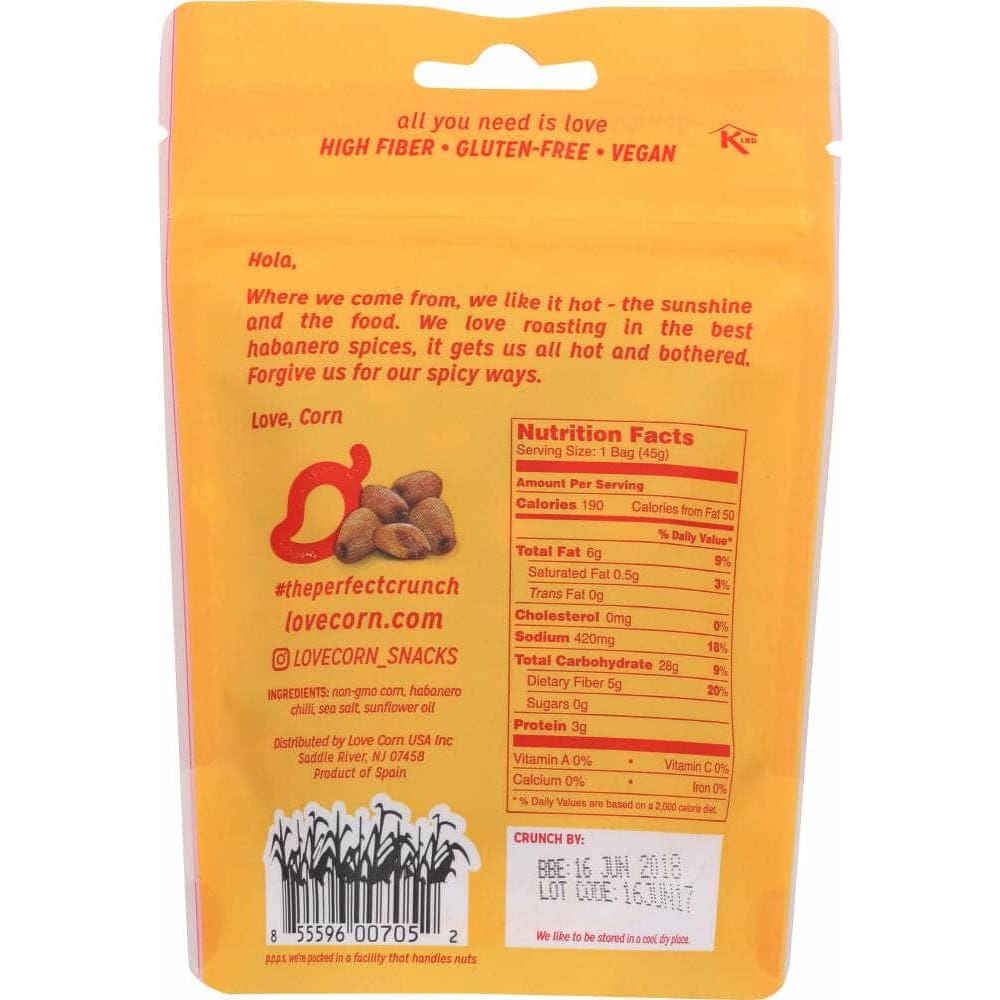 LOVE, CORN Grocery > Snacks LOVE CORN: Habanero Chilli, 1.6 oz