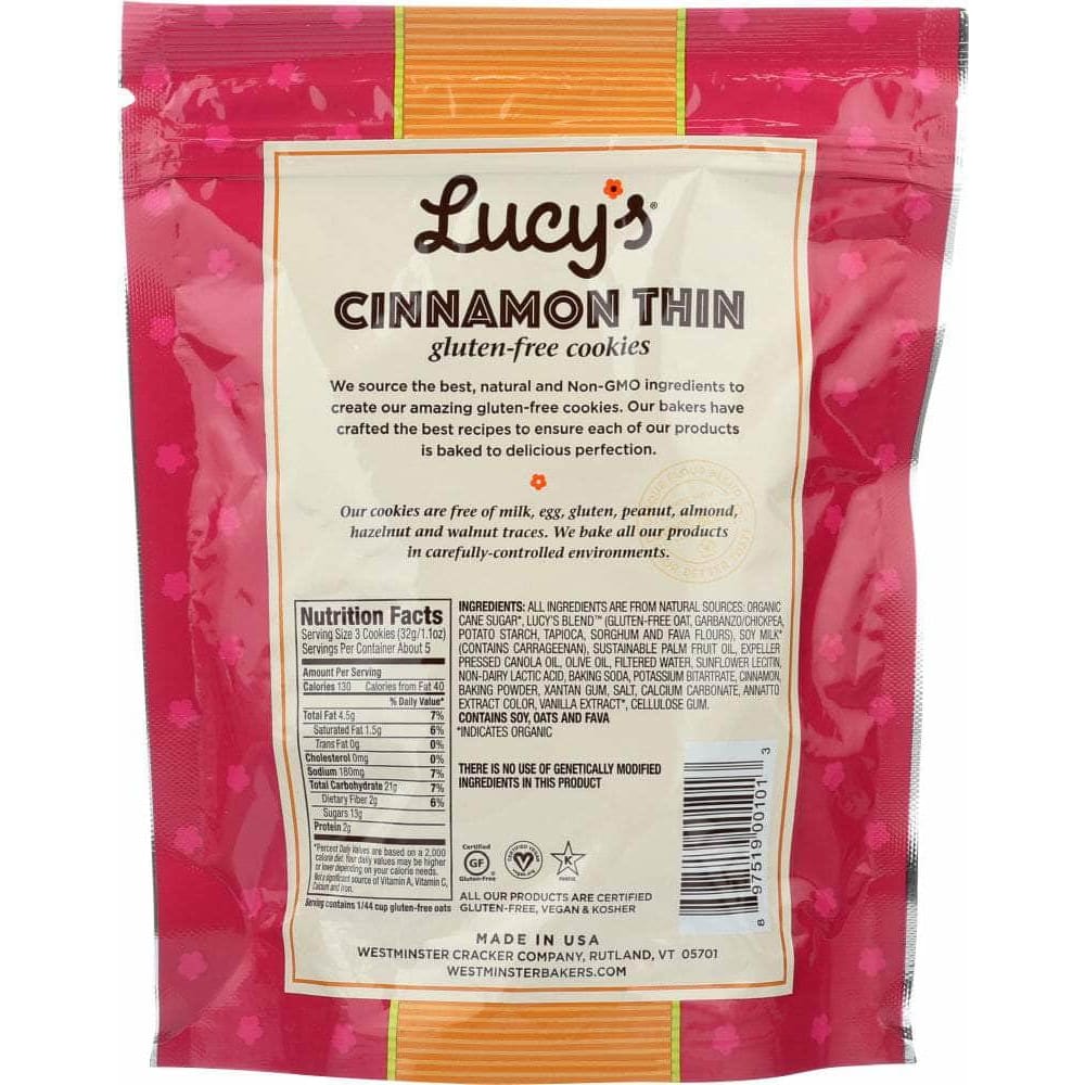 Lucys Lucy'S Gluten Free Cinnamon Thin Cookies, 5.5 Oz