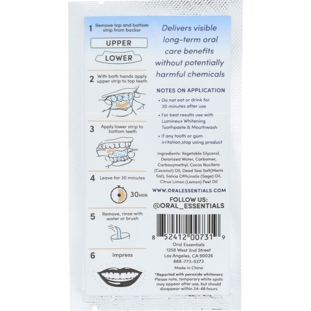 LUMINEUX: Single Use Teeth Whitening Strips 3.2 oz - Beauty & Body Care > Oral Care > Oral Care Tools - LUMINEUX