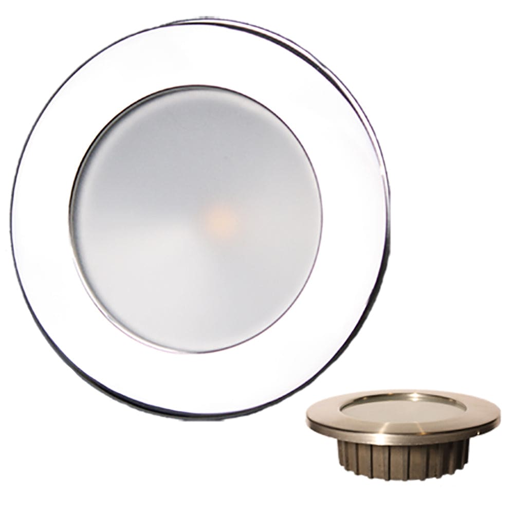 Lunasea Gen3 Warm White RGBW Full Color 3.5” IP65 Recessed Light w/ Polished Stainless Steel Bezel - 12VDC - Lighting | Interior / Courtesy