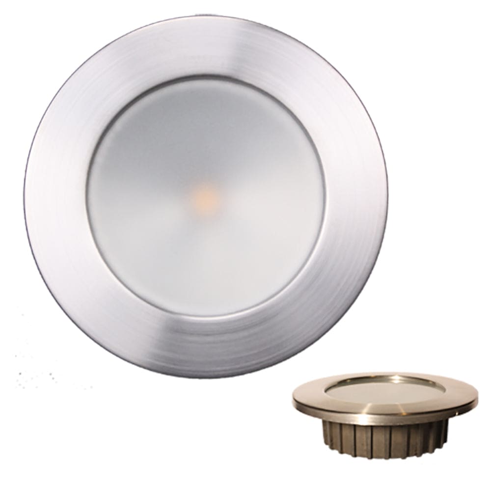 Lunasea “ZERO EMI” Recessed 3.5” LED Light - Warm White Red w/ Brushed Stainless Steel Bezel - 12VDC - Lighting | Interior / Courtesy Light