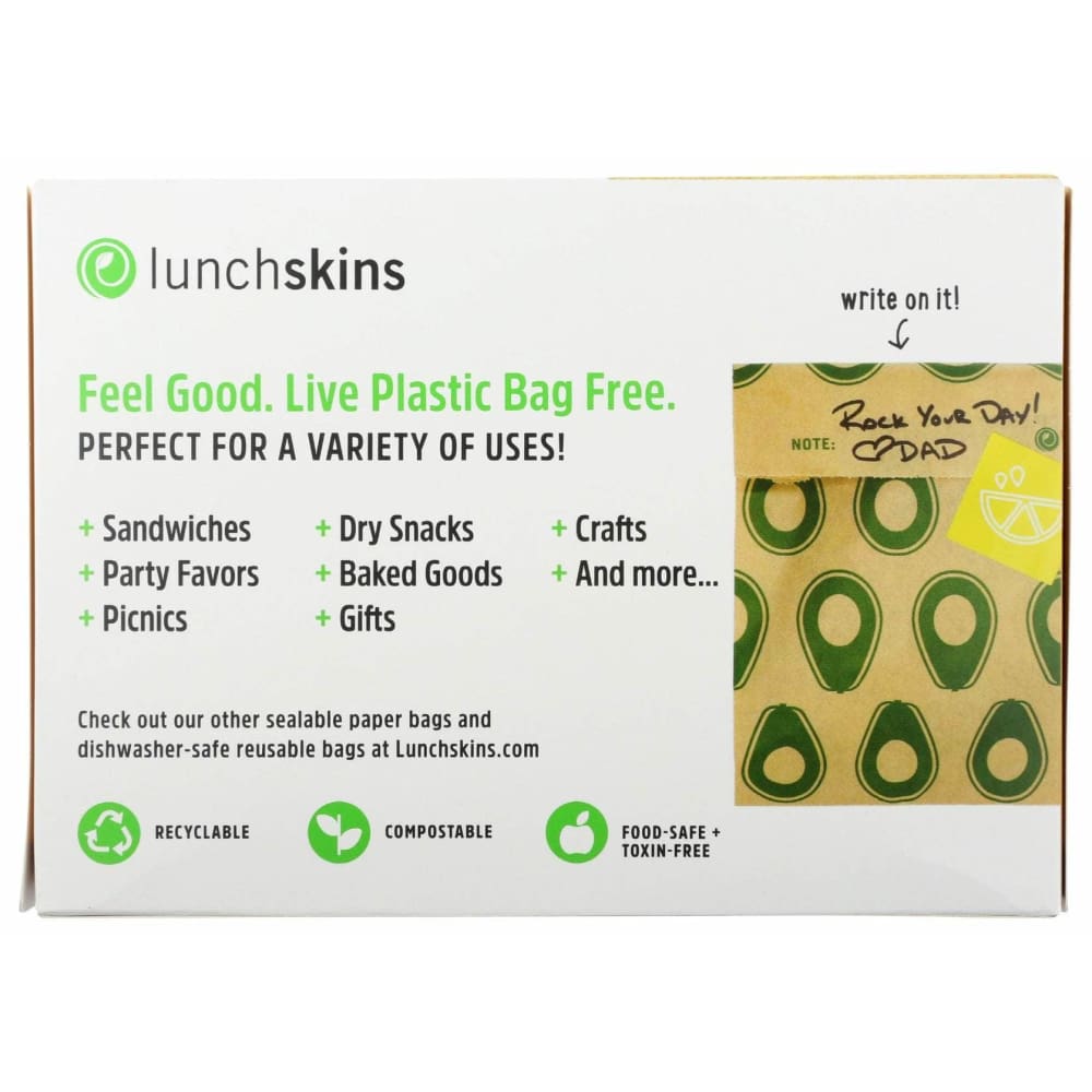 LUNCHSKINS Lunchskins Paper Sandwich Bag Avocado, 50 Ct