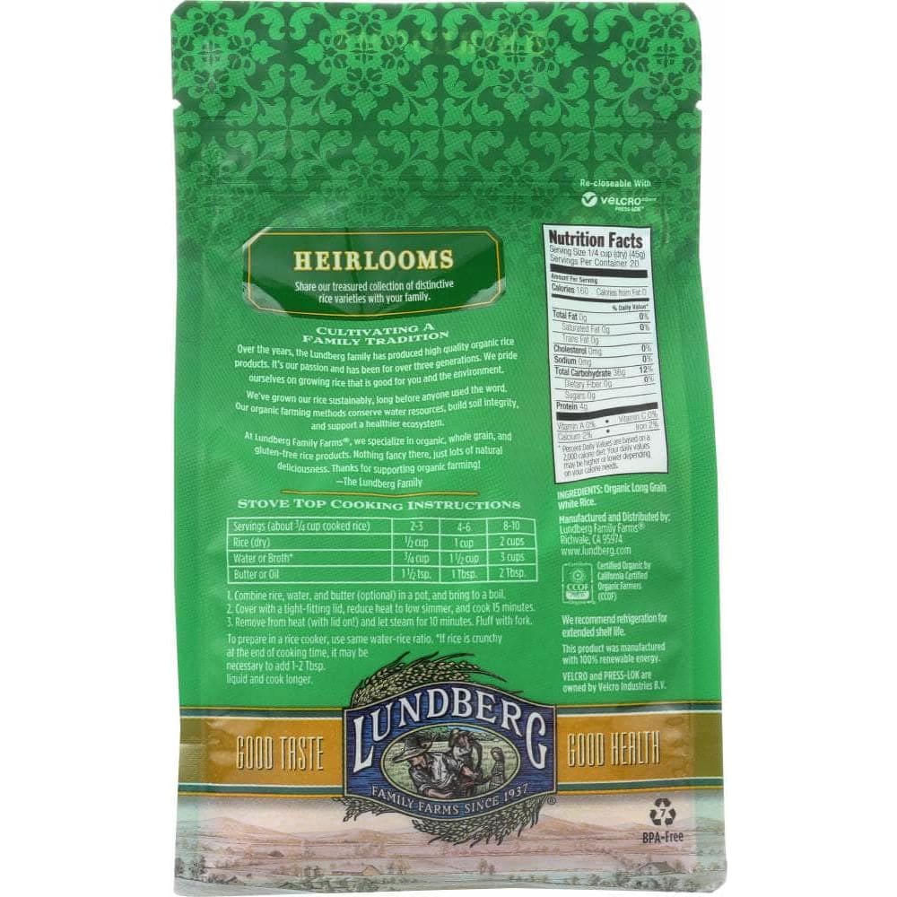 LUNDBERG FAMILY FARMS Lundberg Family Farms Organic White Long Grain Rice, 32 Oz