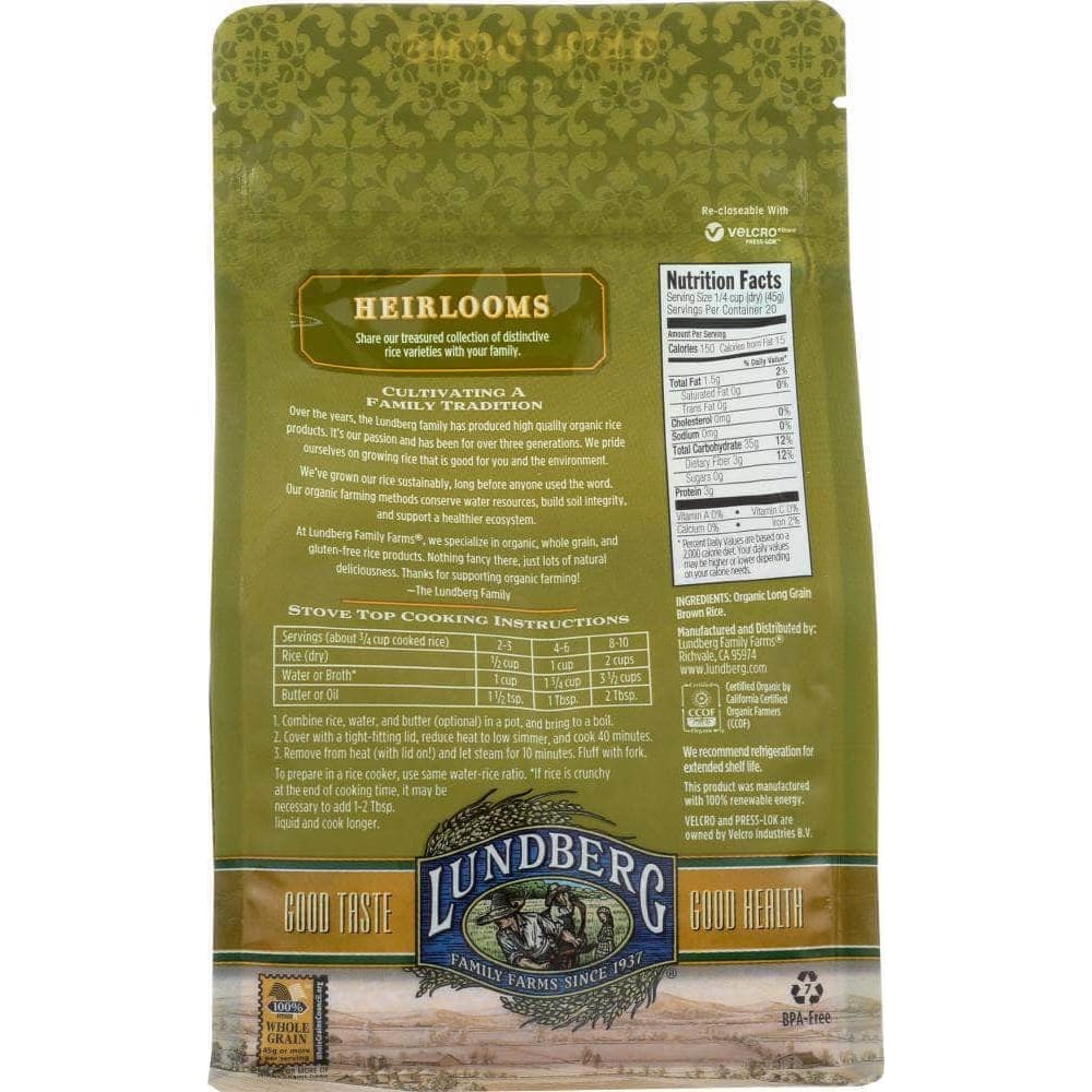 Lundberg Family Farms Lundberg Organic Brown Long Grain Rice, 2 lb