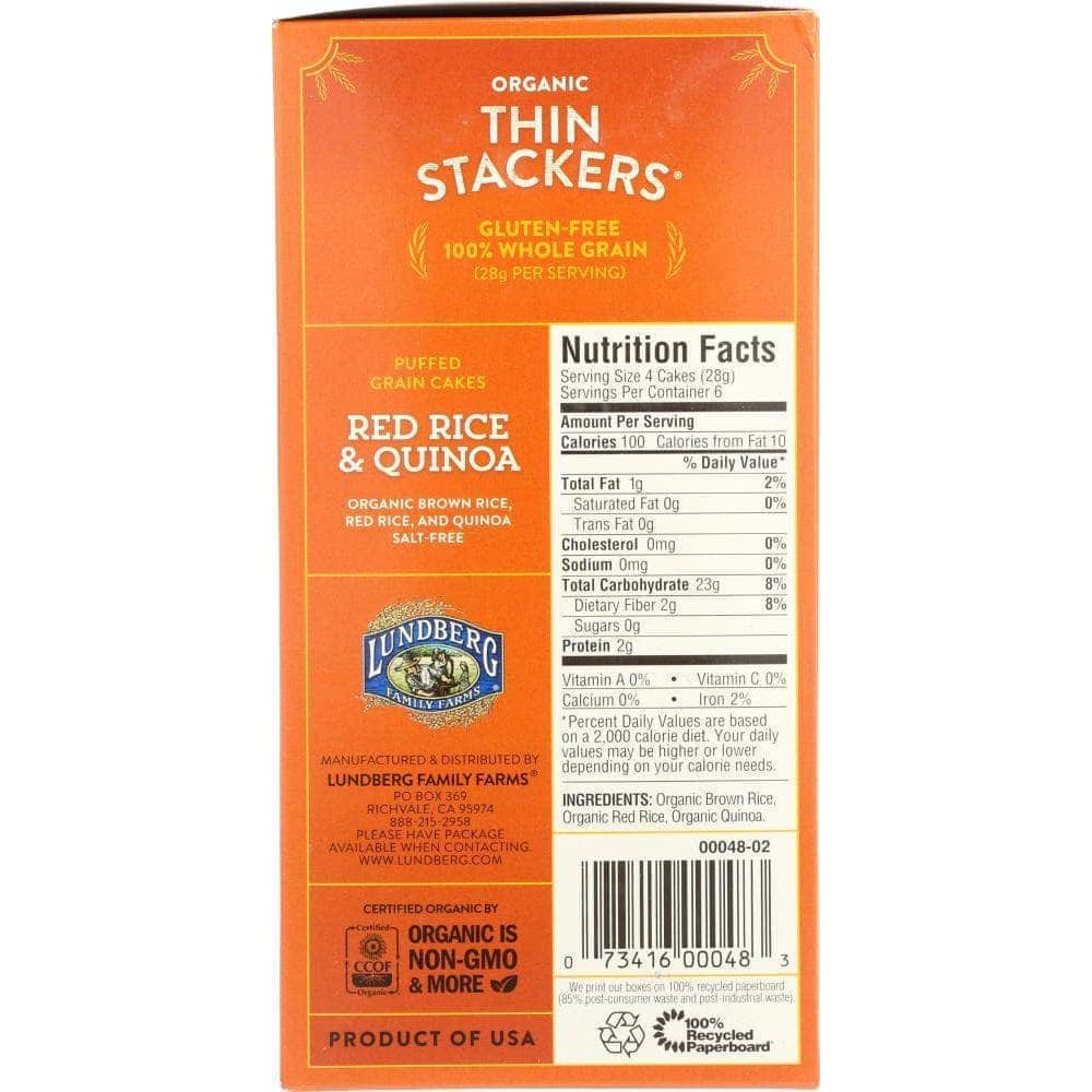 Lundberg Family Farms Lundberg Rice Cakes Thin Stackers Red Rice & Quinoa, 5.9 oz