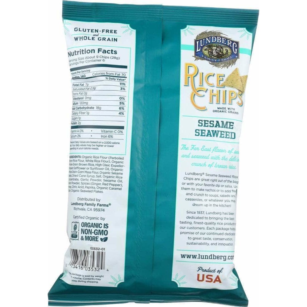 Lundberg Family Farms Lundberg Rice Chips Sesame and Seaweed, 6 oz