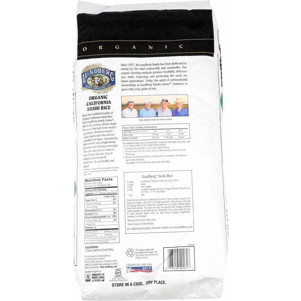 Lundberg Family Farms Lundberg Rice Sushi Organic, 25 lb