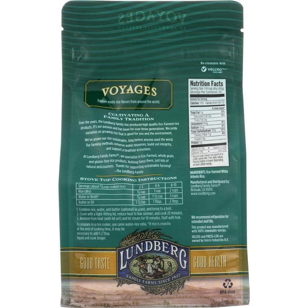 Lundberg Family Farms Lundberg White Arborio Rice Gluten Free, 2 lb