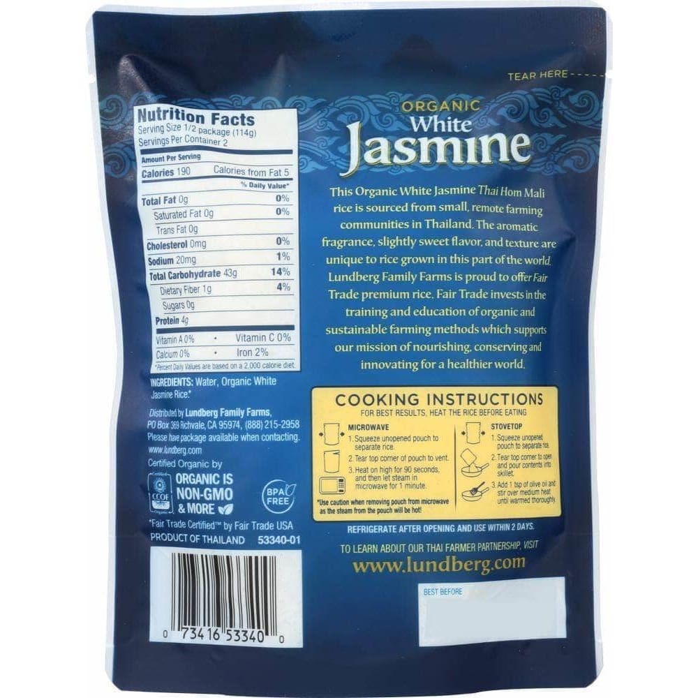 Lundberg Family Farms Lundberg White Jasmine Thai  Hom Mali Rice, 8 oz