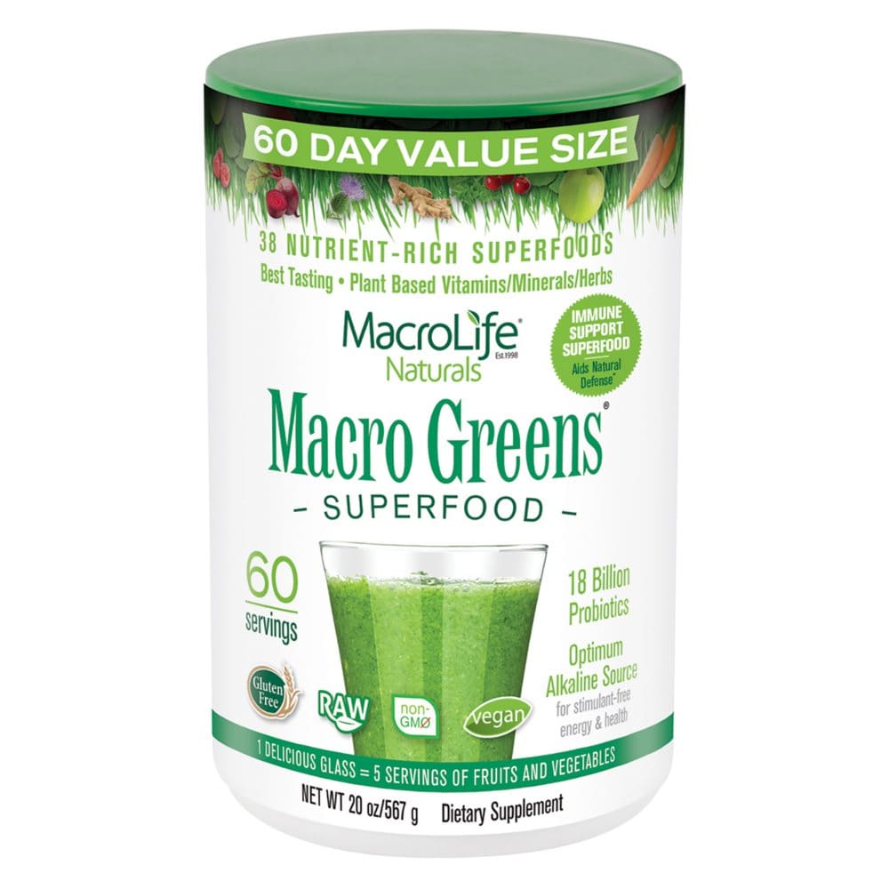 MacroLife Naturals Macro Greens Superfood Value Size (60 ct.) - Protein & Fitness - ShelHealth
