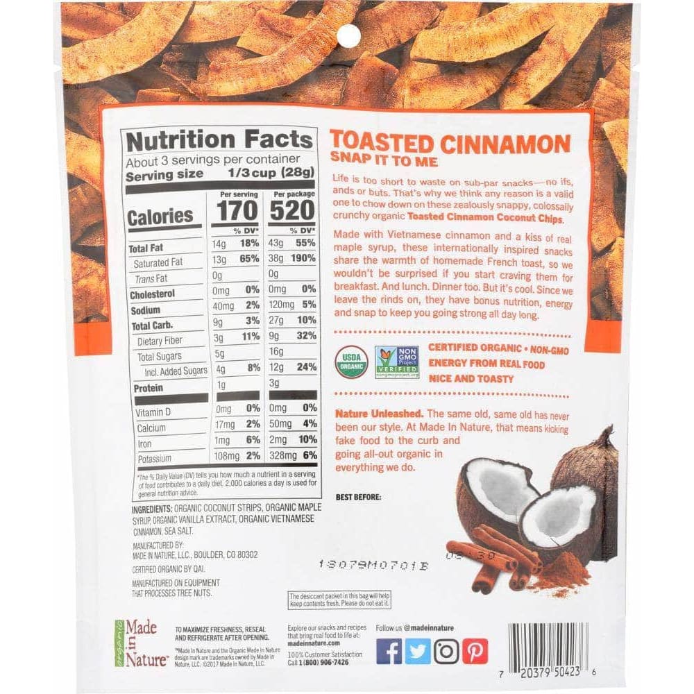 Made In Nature Made In Nature Organic Toasted Coconut Chips Cinnamon, 3 oz