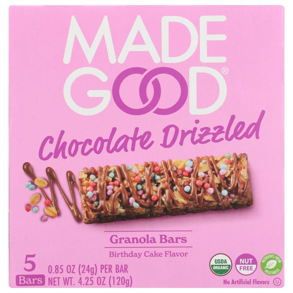 MADEGOOD: Birthday Cake Chocolate Drizzled Granola Bars 4.2 oz (Pack of 5) - MADEGOOD