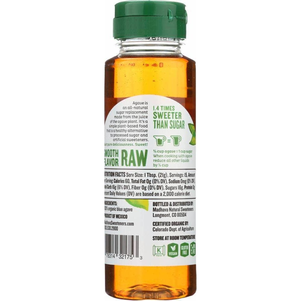 Madhava Madhava Organic Fair Trade Raw Blue Agave, 11.75 oz