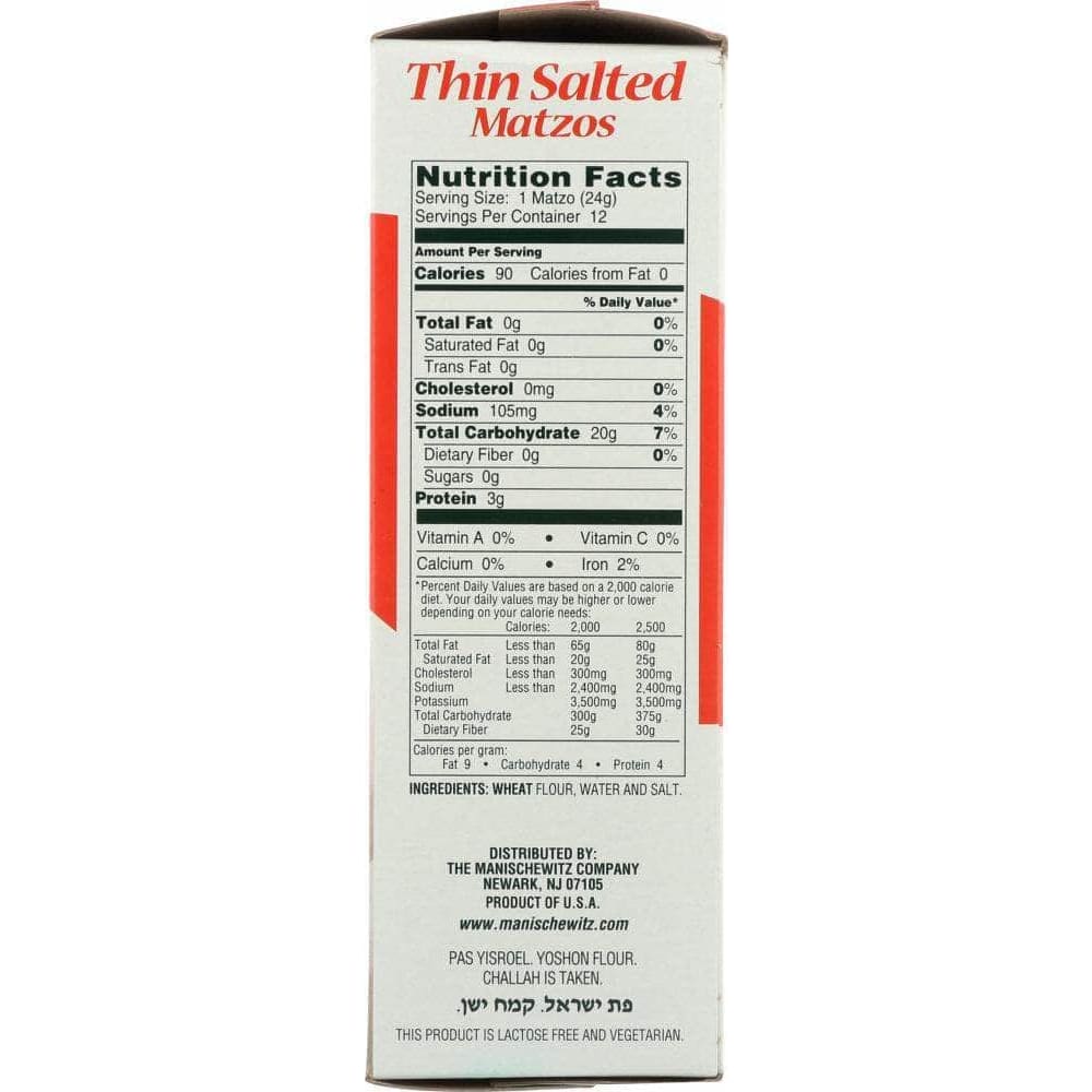 Manischewitz Manischewitz Matzo Thin Salted, 10 oz