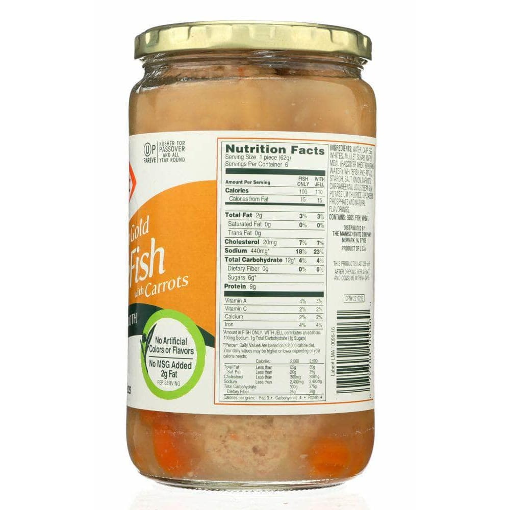 Manischewitz Manischewitz Premium Gold Gefilte Fish with Carrots in Jelled Broth, 24 Oz