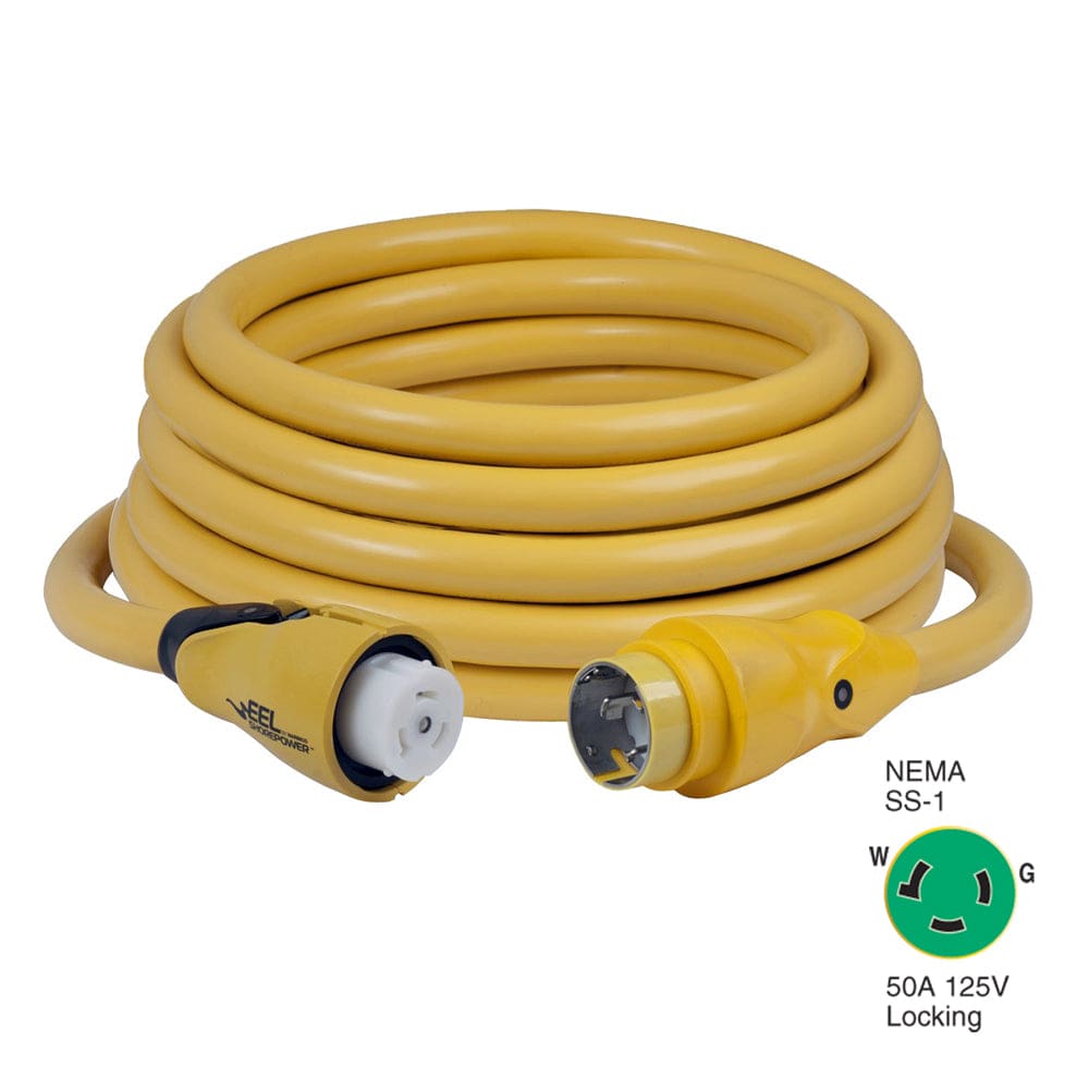 Marinco CS503-50 EEL 50A 125V Shore Power Cordset - 50’ - Yellow - Electrical | Shore Power,Boat Outfitting | Shore Power - Marinco