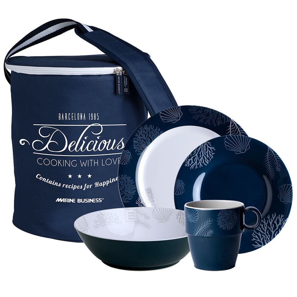 Marine Business Melamine Tableware Set & Basket - LIVING - Set of 24 - Boat Outfitting | Deck / Galley - Marine Business