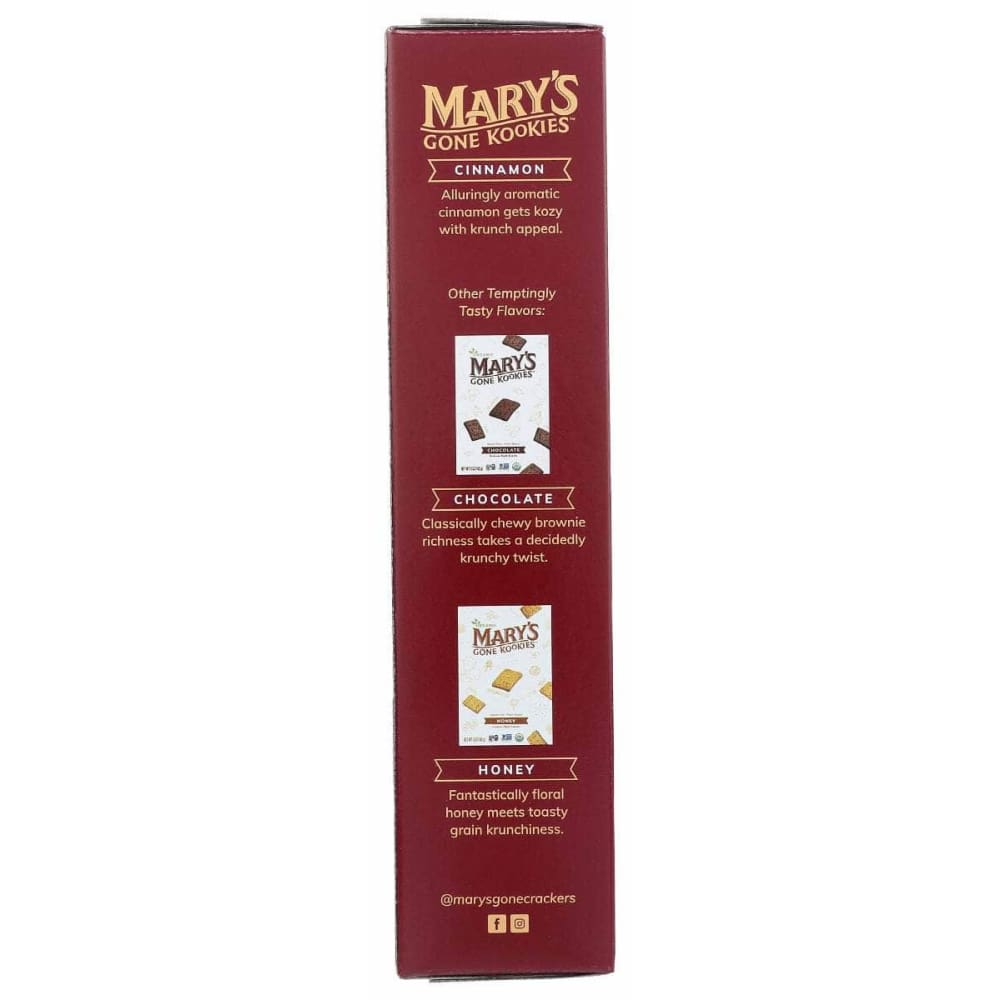 MARYS GONE COOKIES Grocery > Snacks > Cookies MARYS GONE CRACKERS: Cinnamon Kookies, 5 oz