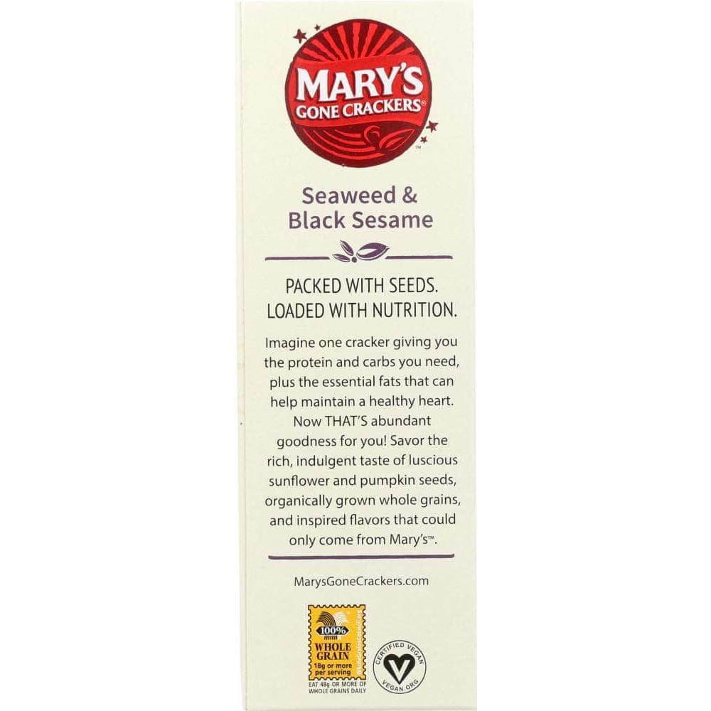 Marys Gone Crackers Marys Gone Crackers Cracker Seaweed & Black Sesame Org 5.5 oz