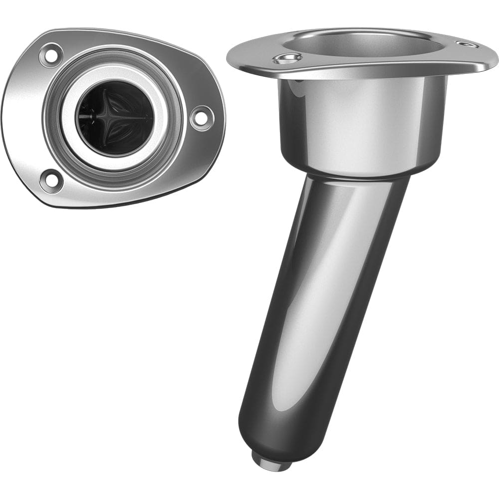 Mate Series Stainless Steel 15° Rod & Cup Holder - Drain - Oval Top - Hunting & Fishing | Rod Holders - Mate Series