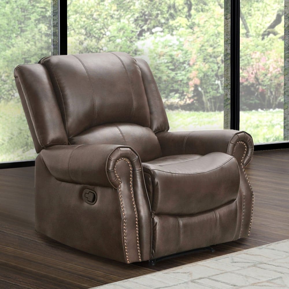 Matthew Faux Leather Manual Recliner Dark Brown - New Items - ShelHealth